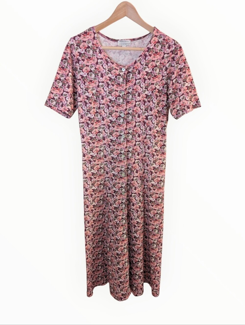 Peter Hahn Green Cotton Floral Maxi Dress Cottagecore 12
